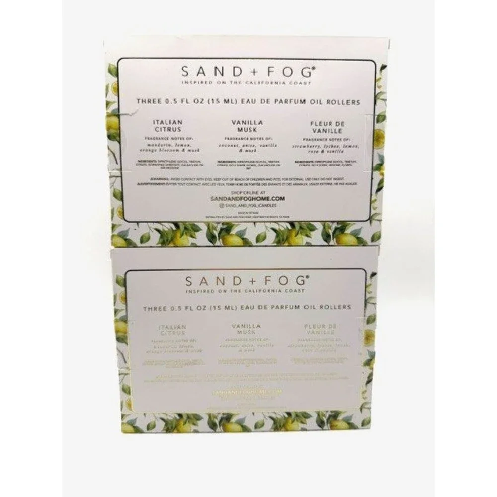 NEW Sand + Fog Eau de Parfum Oil Discovery Set Italian Citrus Vanilla Musk